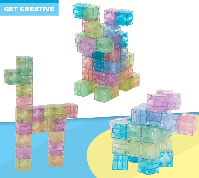 BrainSpark Pastel Translucent DigitBlocks 48PCS Magnetic Building Blocks - Image 3