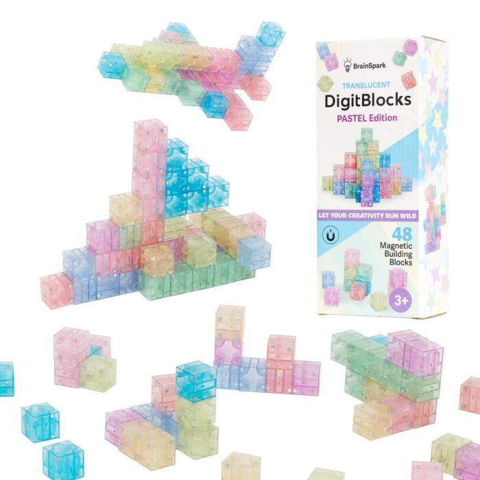 BrainSpark Pastel Translucent DigitBlocks 48PCS Magnetic Building Blocks - Image 5
